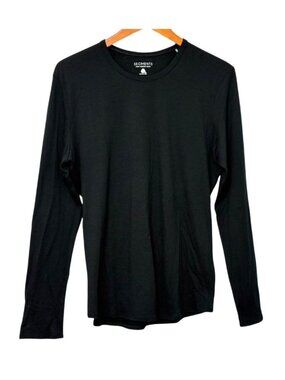Segments Women's Merino Wool Top Black Long Sleeve Round Neck Base Layer Size L